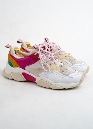 Кроссовки tommy hilfiger pop color chunky женские кожаные белые розовые размер 40