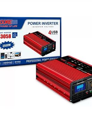 Інвертор 5 core un-3058 2500w 12v • перетворювач напруги 5 core un-3058 12v-220v 1100 вт з usb та модифікованою синусоїдою