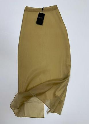 Massimo dutti женская шелковая бежевая миди юбка на льняной подкладке оригинал