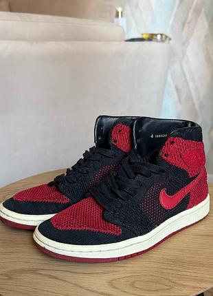 Nike air jordan 1 retro high flyknit bred, 36 (23 см)