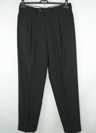 Класичні вовняні брюки штани corneliani black wool wide leg pleated formal trousers pants men's