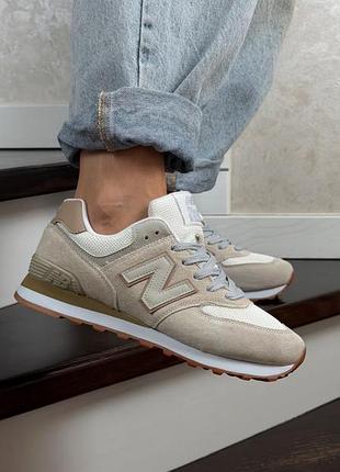 Женские кроссовки new balance 574 beige 1950 беланс бежевого цвета