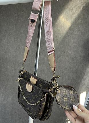 Сумка для жінок louis vuitton multi pochette accessoires коричнева 3