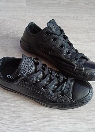 Низькі шкіряні чорні кеди converse all star 35р