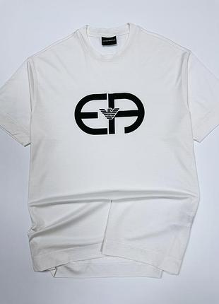 Emporio armani мужская белая футболка с логотипом оригинал