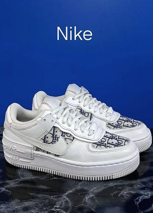 Женские кроссовки nike wmns air force 1 shadow white castom dior оригинал
