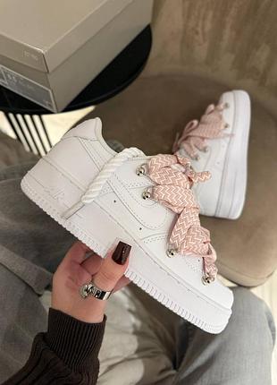 Air force 1 low triple white lanvin laces pink