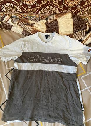 Футболка чоловіча ellesse з круглим вирізом, біла з коричневим