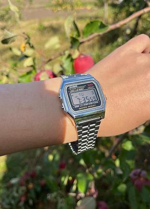 Годинник casio montana a159 silver — сріблястий кварцовий, електронний, металевий браслет, ретро-стиль
