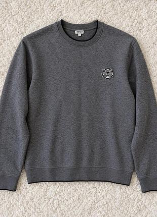 Оригінальний чоловічій світшот kenzo tiger crest розмір l по факту іде на m сірого кольору