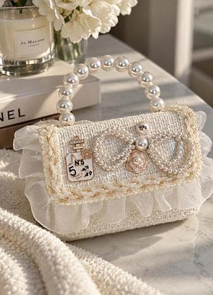 Мінісумочка в стилі chanel 🤍 з перлинами