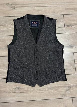 Мужская твидовая шерстяная жилетка безрукавка next netherfield tweed размер 42r