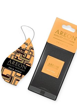 Ароматизатор на зеркало сухой areon лист premium "gold amber"