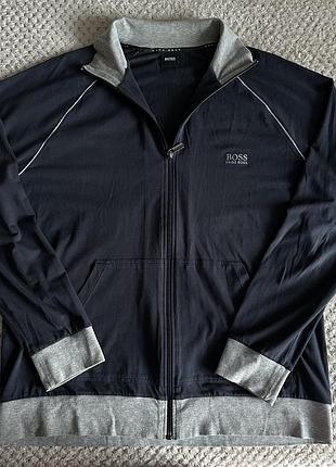 Чоловіче худі hugo boss синє з сірими манжетами, бавовна