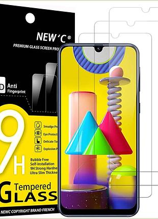 Защитное стекло, new'c, для samsung galaxy m21/m31, прозрачное, 3 шт., 0.33 мм, 9h, глянцевое, без пузырей