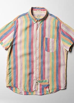 J.crew 100% linen multicolour striped shirt short sleeve  [smh017457]