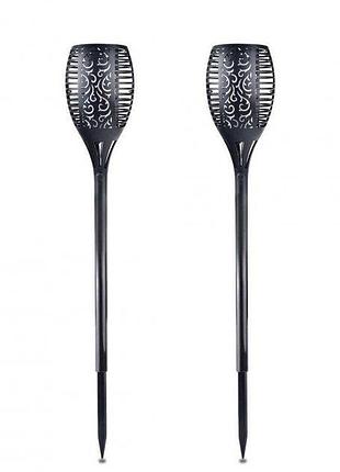 Садовий світильник solar flame led light sensor activated 48см 600мач водонепроникний ліхтар факел 4 шт black