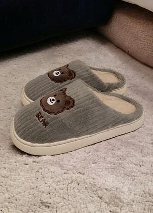 Домашние тапочки унисекс cute bear (1435-42-43) серый 42 no brand