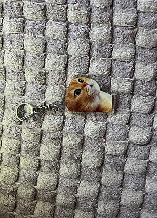 Акриловий брелок з милим рудим котом на рюкзак або ключі