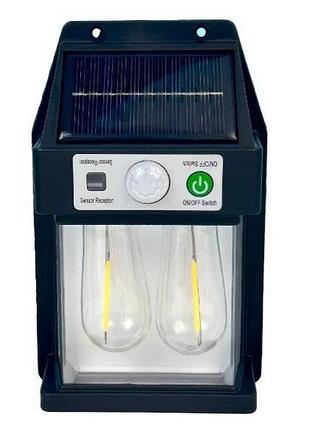 Уличный накладной светильник solar wall lamp yx-777-2w фонарь на солнечных батареях с датчиком движения black