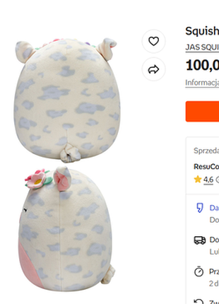 Свинка рози с цветочным венком (rosie the pig with flower crown) из знаменитой серии squishmallows от компании jazwares / kellytoy.