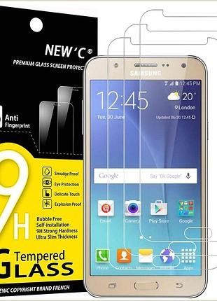Защитное стекло, new'c, p3-sm-j7 для samsung j7, прозрачное, 3 шт, закал. 9h 0.33 мм, олеофоб, под чехлы