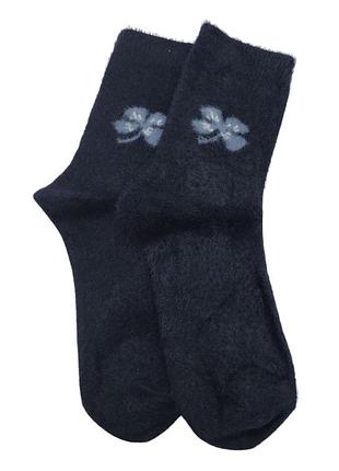 Носки теплые женские с мехом норки flower no brand 917-01 синий 36-41 1 шт