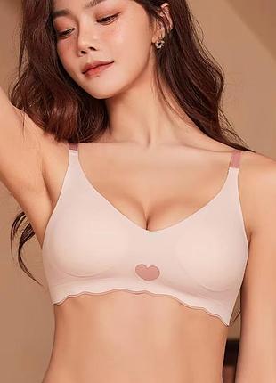 Бесшовный женский бюстгальтер без косточек love heart (1489-70-02) пудровый 70