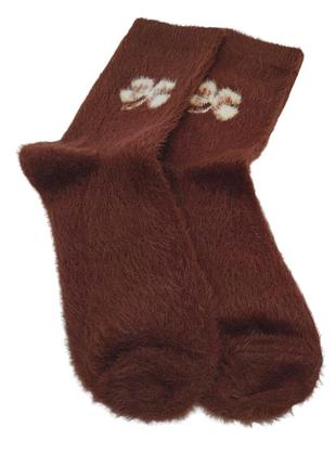 Носки теплые женские с мехом норки flower no brand 919-01 терракотовый 36-41 1 шт
