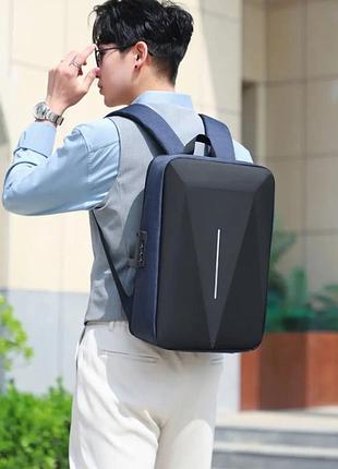 Современный городской мужской рюкзак navy blue cyber no brand 1281-01 синий