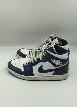 Оригинальные кожаные кроссовки nike air jordan 1 mid obsidian white размер 42-43