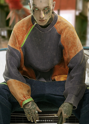 Крутий оверсайз светр у стилі кіберпанк xiphevil cyberpunk extreme color-washed sweater