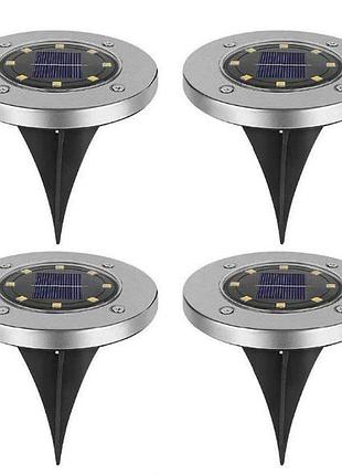 Сонячні вуличні світильники solar disk lights 4 шт підсвічування газону на сонячній батареї садові ліхтарі