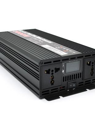 Инвертор напряжения yoso с правильной синусоидой, 3000w, 12/220v-1500w, 2 универсальные розетки, led display