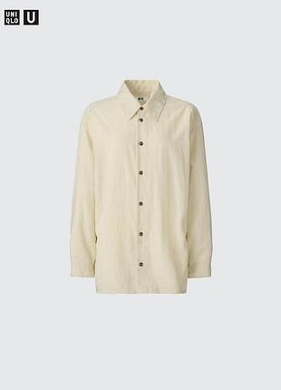 Вискозная приталенная рубашка uniqlo u drape