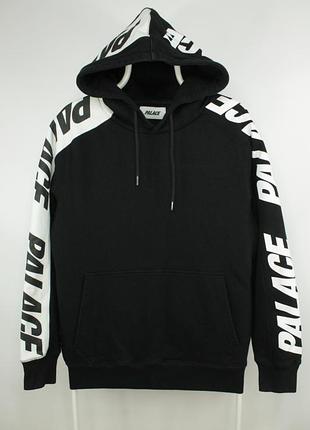 Плотное брендовое худи palace large up hood black heavy cotton men’s fw2016