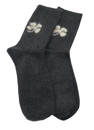 Носки теплые женские с мехом норки flower no brand 918-01 темно-серый 36-41 1 шт