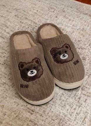 Комнатные тапочки унисекс cute bear (1434-44-45) бежевый 44-45