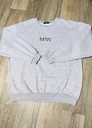 Мужской серый свитшот boohoo man , размер l-xl .