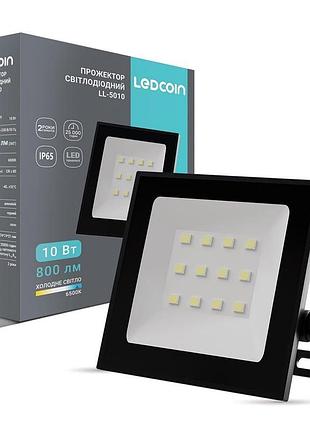 Світлодіодний прожектор ledcoin ll-5010 10вт 6500k чорний