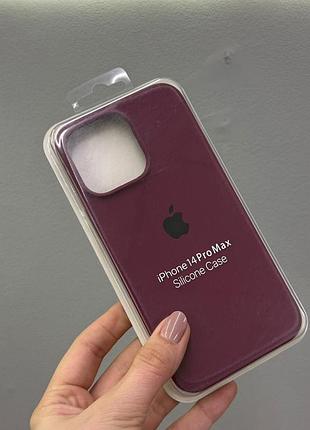 Чехол-накладка с микрофиброй для айфон 14 pro max, чехол silicone case с микрофиброй для iphone 14 pro max (бордовый)