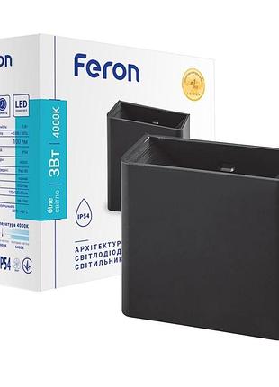 Архитектурный светодиодный накладной светильник feron dh028 3 вт 4000 к, черный