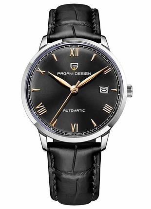 Мужские часы pagani design pd-1759 silver-black с сапфировым стеклом и механизмом seiko nh35
