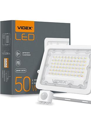 Світлодіодний прожектор videx f2e 50w 5000k з датчиком руху та освітленості