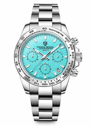 Чоловічий годинник pagani design pd-1727 silver-blue з сапфіровим склом та механізмом seiko vk63