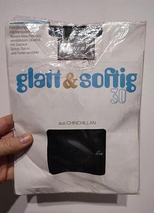 Винтажные черные колготки батал kunert glatt & softig 30 den, германия 5 размер