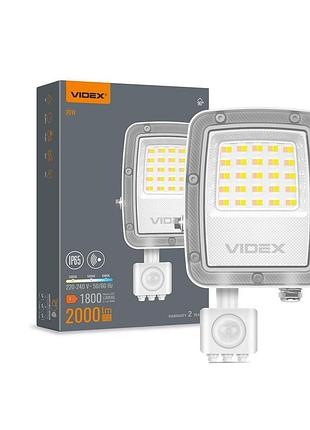 Світлодіодний прожектор videx f5 20w 3000-5000-6500k з датчиком руху 230v white (vl-f5-020cw-s)