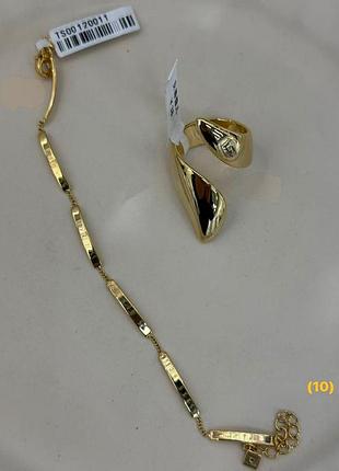 Комплект браслет з каблучкою 17 р stainless steel, медичне золото