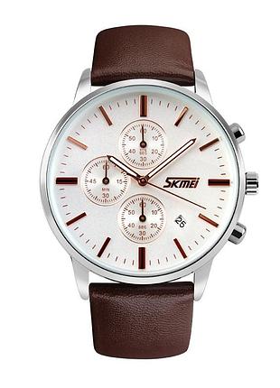 Мужские часы skmei 9103wtbn white-brown