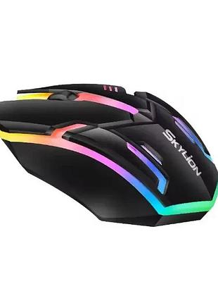Проводная мышь skylion светящаяся игровая usb-проводная игровая черная